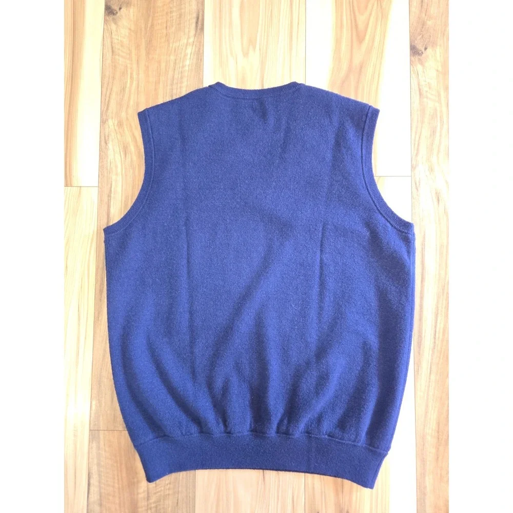 Vineyard Vines Golf Sweater Vest Mens Blue Size M Merino Wool Blend Lined V Neck